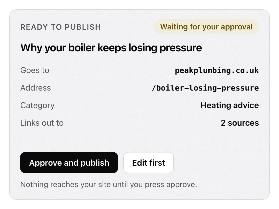 Publish preview showing the WordPress post title and body before confirmation